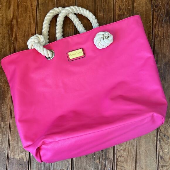 Christian Lacroix large Floral Yellow and Pink rope handle Tote Bag - Picture 8 of 12